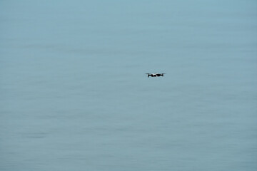 view of a drone over the sea
