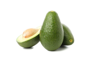Ripe fresh avocado isolated on white background