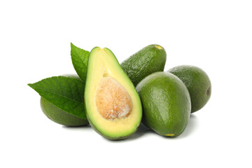 Ripe fresh avocado isolated on white background