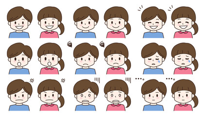 男の子と女の子の表情 イラスト