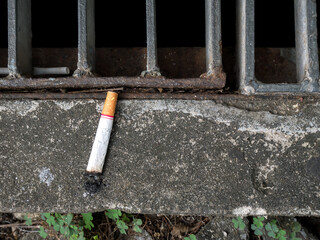 cigarette butt on the ground
