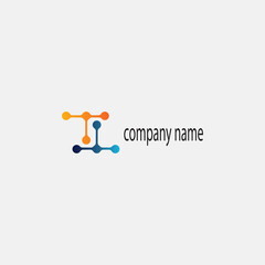 letter t logo technology colorful design vector