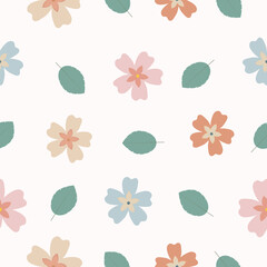 Seamless hand drawn pastel floral pattern background vector illustration for design
