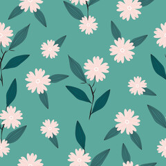 Seamless cute fresh floral pattern background vector illustration for design
