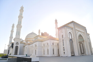the most beautiful mosque in the world, the beautiful mosque, the big white mosque, the largest mosque, the largest mosque in Asia, the mosque in Astana, the Hazret Sultan Mosque, Turkey, the Middle E