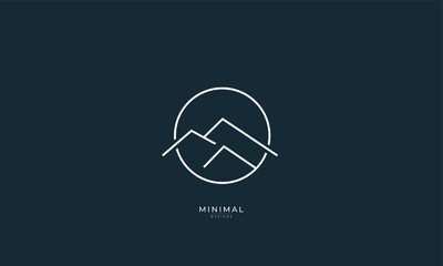 A line art icon logo of a mountain, hill, summit 