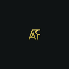 Obraz premium Unique minimal and creative style golden and black color AF or FA initial based logo