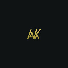 Unique minimal and creative style golden and black color AK or KA initial based logo