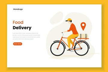 Flat design food delivery illustration landing page. Illustration for websites, landing pages, mobile applications, posters and banners