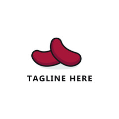 Red kidney bean. Icon set. Vector illustration.