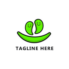 abstract green bean logo vector illustration. bean logo character.