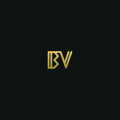 Unique minimal and creative style golden and black color BV or VB initial based logo