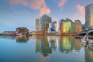 Plakat Boston city downtown skyline USA