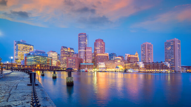 Boston city downtown skyline USA