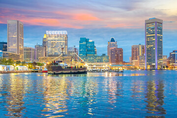 Fototapeta na wymiar Baltimore city downtown skyline USA