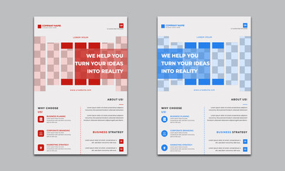 Red and blue simple minimal flyers business magazine. corporate brochure design template vector.vector design, cover modern layout, annual report, poster,pamphlet flyer in A4 with two colors.