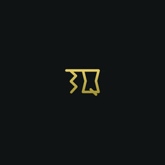 Unique minimal and creative style golden and black color TQ or QT initial based logo