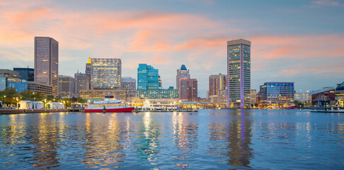 Baltimore city downtown skyline USA