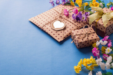 gift box on blue background