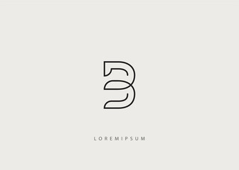 Letter Initial B logo design inspiration with line art style