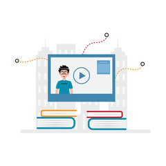 Design vector illustration of online learning webinars