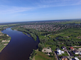 Aerial view of the saburb landscape (drone image). Near Kiev