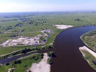 Aerial view of the saburb landscape (drone image). Near Kiev