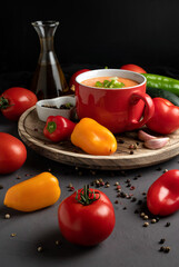 Traditional spanish homemade cold summer soup gazpacho