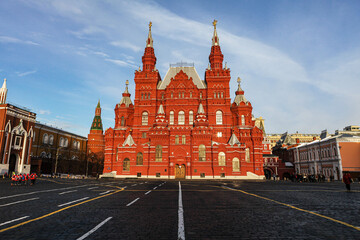 Moscow/Russia - February 16,  2017: State Historical Museum where is an important place where is located at Red Square in Moscow - 357214368