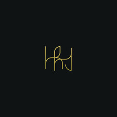 Unique minimal and creative style golden and black color KH or HK initial based logo
