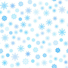 Light BLUE vector seamless layout with bright snowflakes.