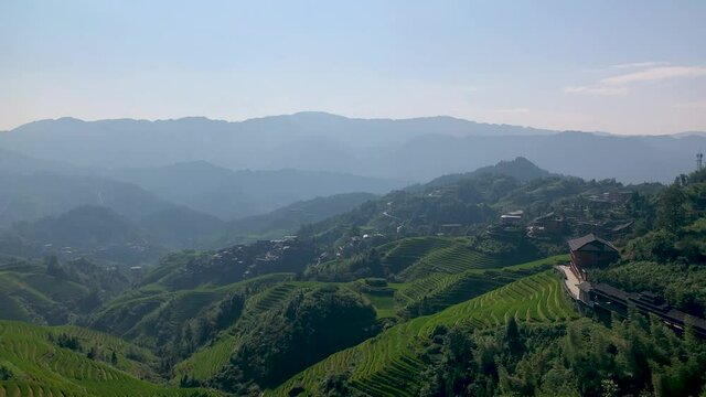 Beautiful view on chinese rice valley