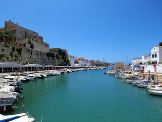 Fototapeta na wymiar Ciutadella harbour in Menorca, Spain