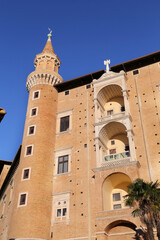 Fototapeta na wymiar URBINO, ITALY - JANUARY 3, 2019. Palazzo Ducale (Ducal Palace), now a museum, in Urbino. Marche region, Italy