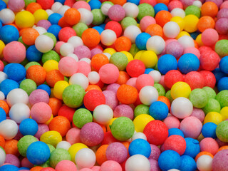 Background texture of multicolored foam balls