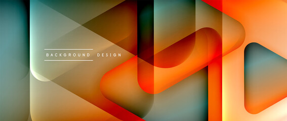 Triangle shapes geometric abstract background. 3D shadow effects and fluid gradients. Modern overlapping forms wallpaper for your text message