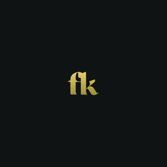 Unique minimal and creative style golden and black color FK or KF initial based logo
