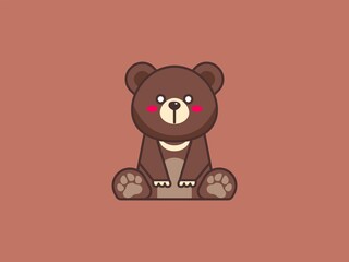 cute brown bear icon illustration