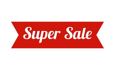 Red banner super sale Isolated on white background, for your design web site and branding banner. Vector Illustration