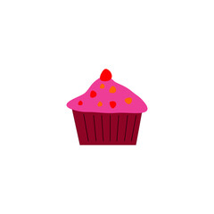 Fruity Cupcake, pink brown on white