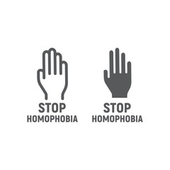 Obraz premium Stop homophobia line and glyph icon, lgbt and culture, hand stop sign vector graphics, a linear icon on a white background.