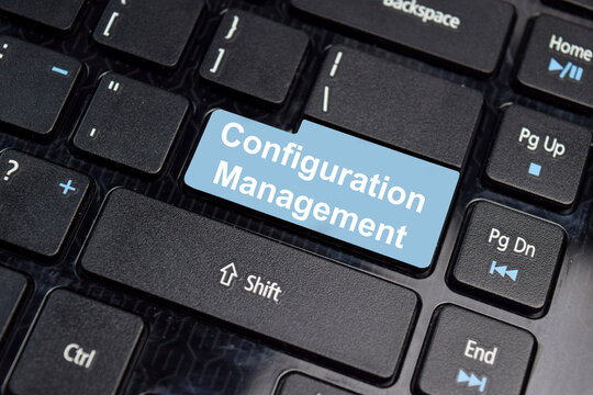 Configuration Management write on keyboard isolated on laptop background