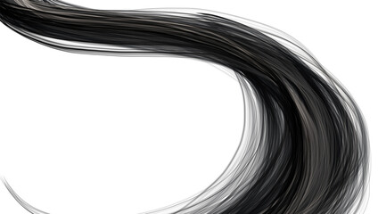Single shiny black hairstrain illustration exempted on white background with copy-space. 