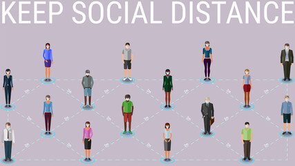 keep social distance minimalists pattern with people