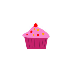 PINK DESIGN CUPCAKE, MUFFIN ON WHITE