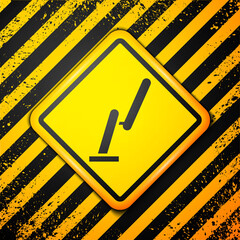 Black Windscreen wiper icon isolated on yellow background. Warning sign. Vector Illustration.