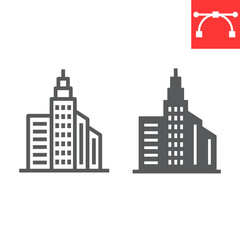 Fototapeta premium City buildings line and glyph icon, business and city, buildings sign vector graphics, editable stroke linear icon, eps 10.