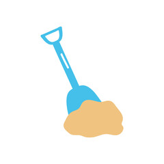 shovel toy with sand, flat style