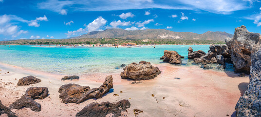 Tropical sandy beach with turquoise water, in Elafonisi, Crete, Greece