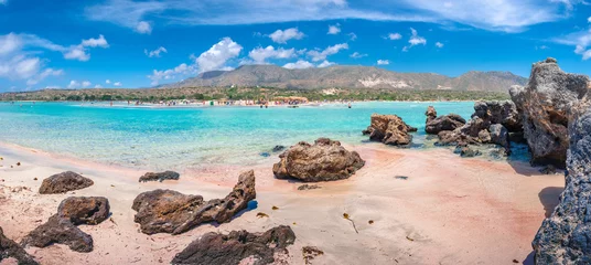 Deurstickers Elafonissi Strand, Kreta, Griekenland Tropisch zandstrand met turquoise water, in Elafonisi, Kreta, Griekenland